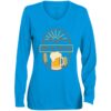 Beer Is The Way: Ladies' Moisture-Wicking Long Sleeve V-Neck Tee - Image 3